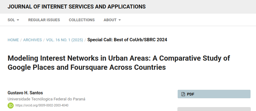 JISA Publication – Urban Interest Network Modeling