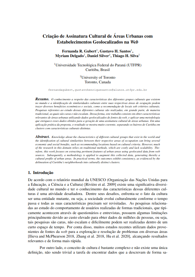 Creation of a Cultural Signature for Urban Areas with Geolocated Establishments on the Web