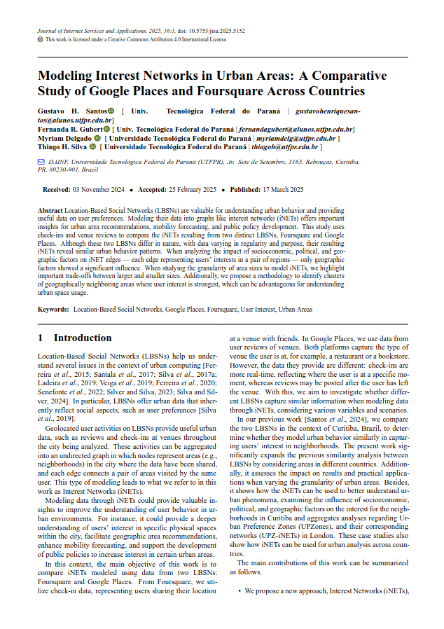 Modeling Interest Networks in Urban Areas: A Comparative Study of Google Places and Foursquare Across Countries