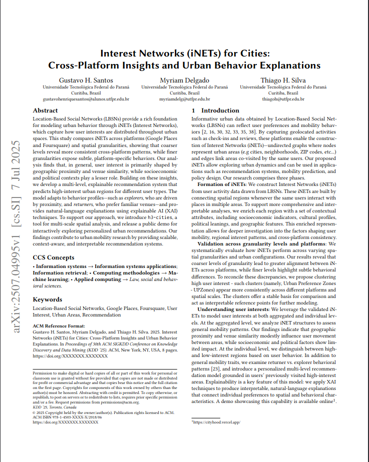 Interest Networks (iNETs) for Cities: Cross-Platform Insights and Urban Behavior Explanations